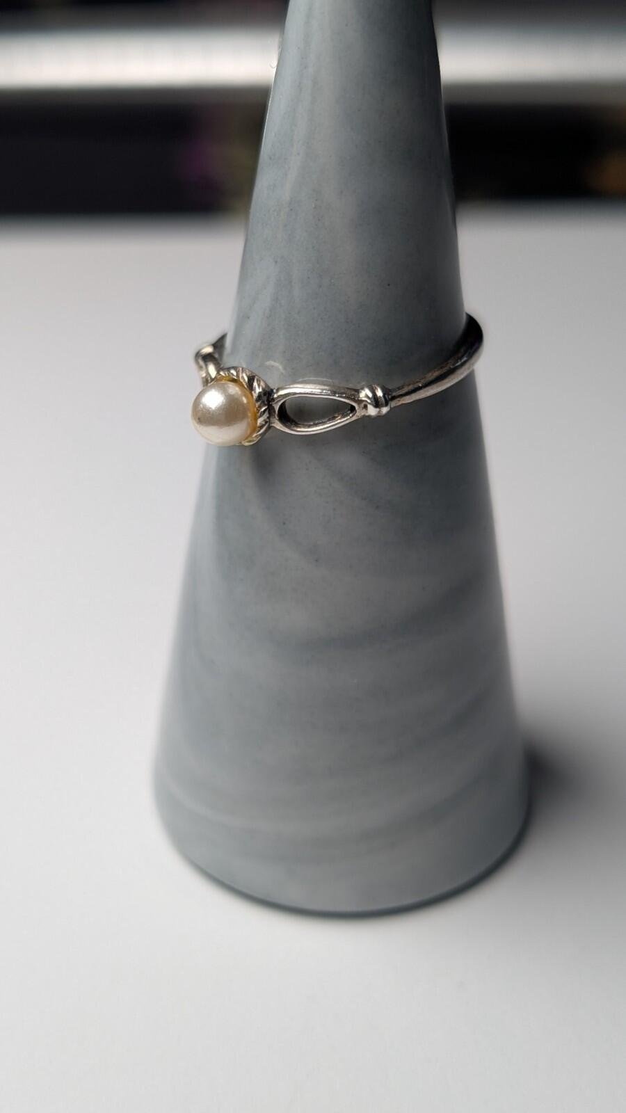 Vintage Sterling Silver 1985 Pearl Ring | Size N 1/2 | 925 Silver - Image 5