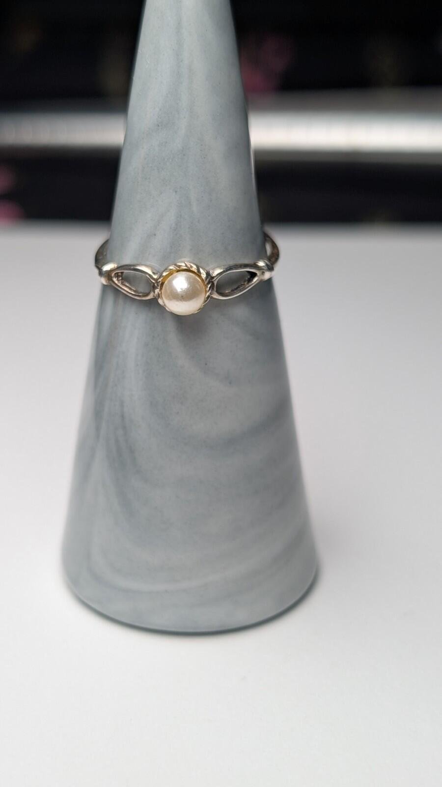 Vintage Sterling Silver 1985 Pearl Ring | Size N 1/2 | 925 Silver - Image 6