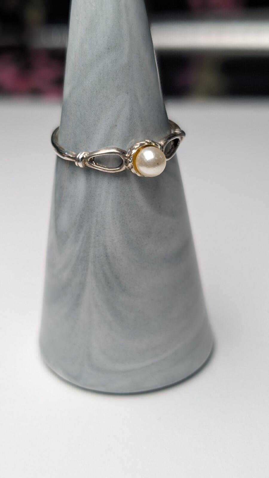 Vintage Sterling Silver 1985 Pearl Ring | Size N 1/2 | 925 Silver - Image 7