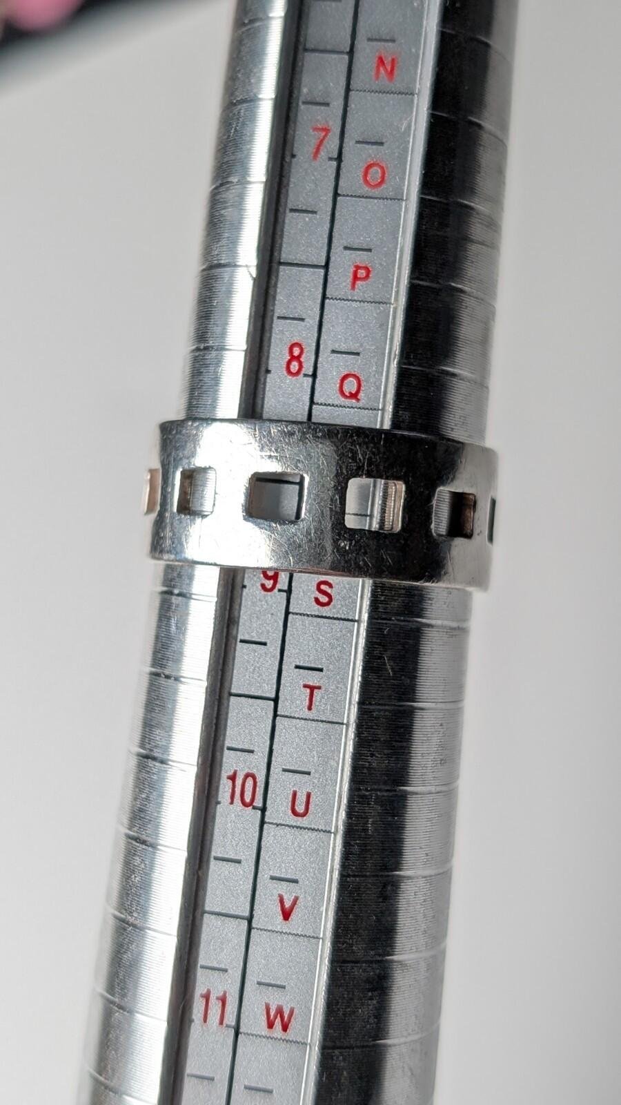 Vintage Sterling Silver 2001 Square Holes Band Ring | Size R | 925 Silver - Image 2