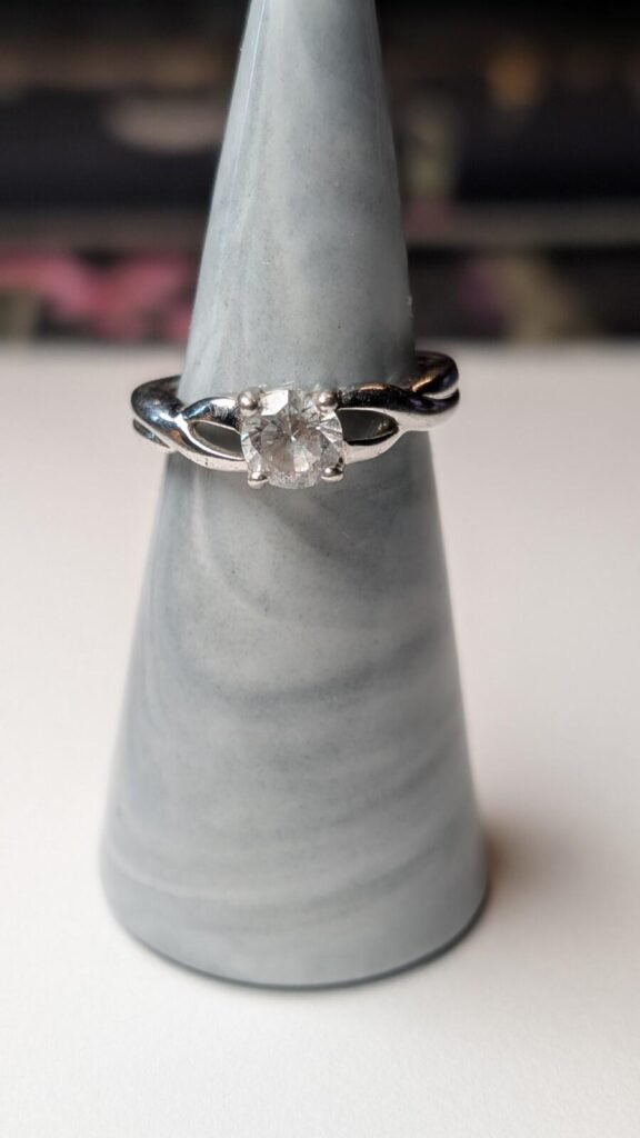 Vintage Sterling Silver DQCZ Solitaire Stone Ring | Size O 1/2 | 925 Silver