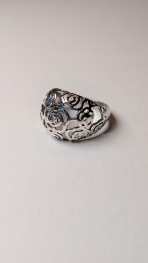 Vintage Sterling Silver Openwork Cocktail Ring | Size N 1/2 | 925 Silver