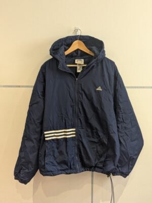 Vintage Adidas Blue And White Windbreaker Jacket Coat | Size L Large