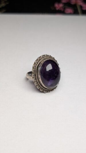 Vintage Sterling Silver Deep Purple Amethyst Ring | Size L | 925 Silver