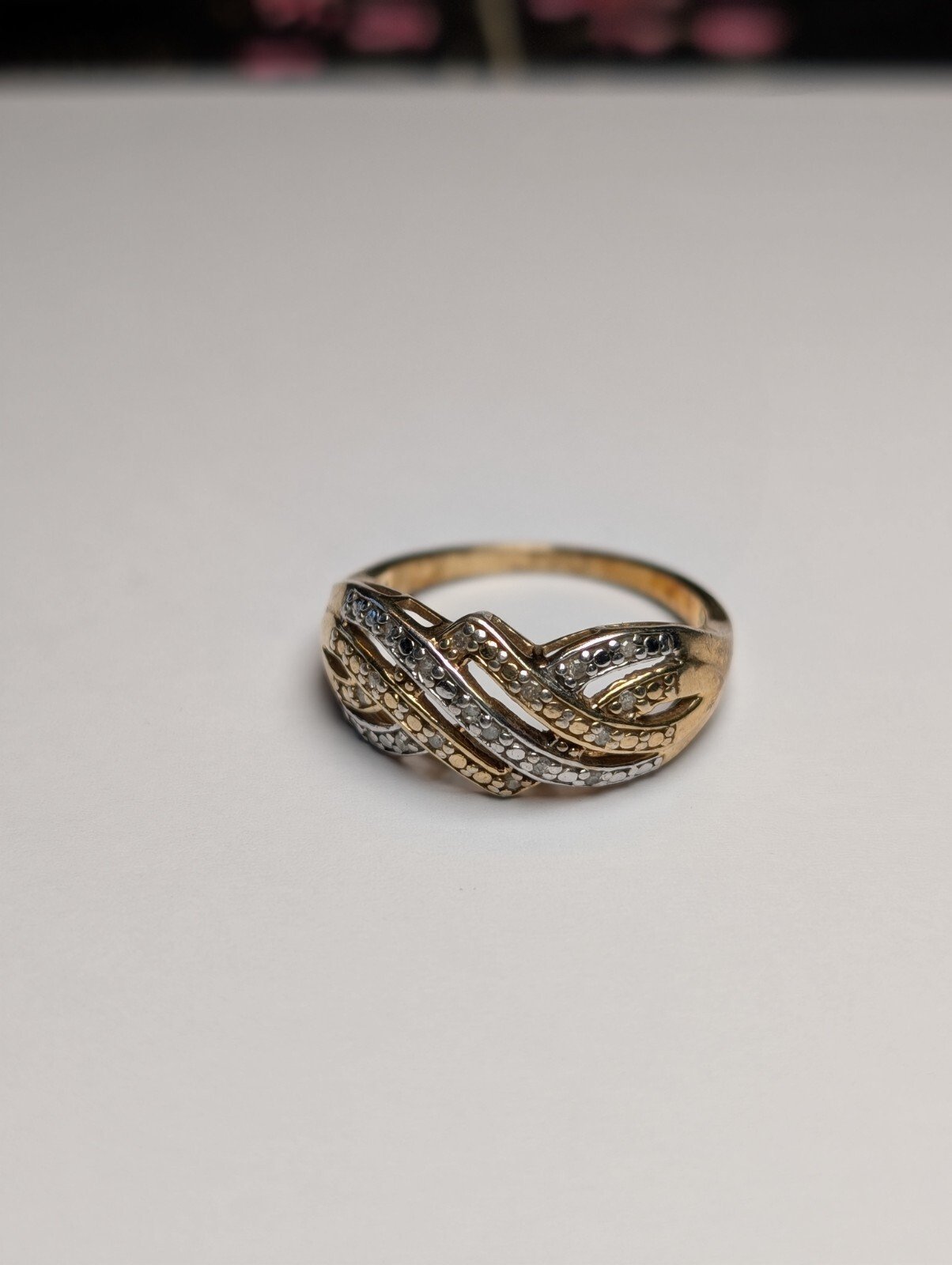 Vintage Sterling Silver Gold Tone Clear Stones Ring | Size U | 925 Silver - Image 4