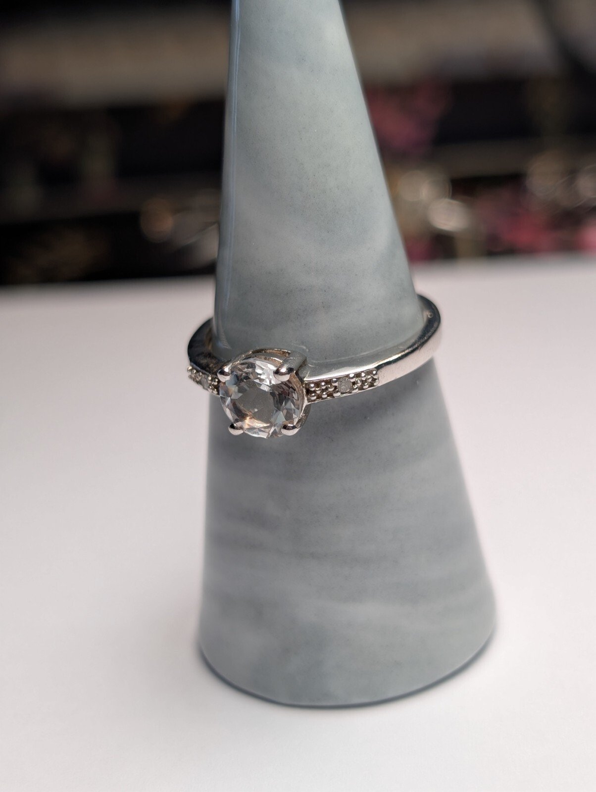 Vintage Sterling Silver Clear Gemstone Ring | Size U | 925 Silver - Image 6