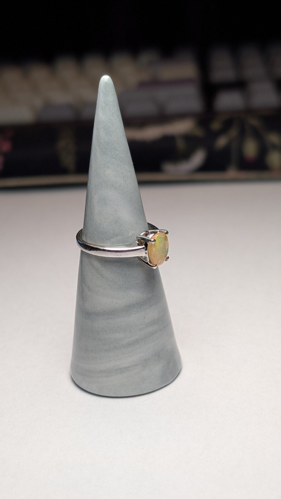 Vintage Sterling Silver Solitaire Oval Opal Ring | Size N 1/2 | 925 Silver - Image 7