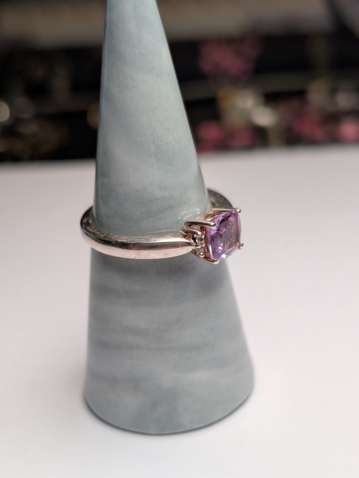 Vintage Sterling Silver Purple Amethyst Ring | Size T 1/1 - U| 925 Silver - Image 3