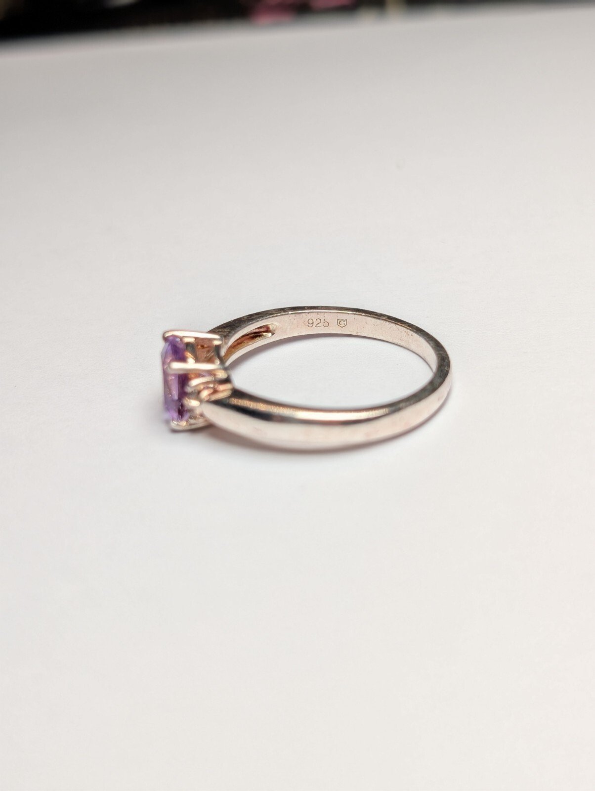 Vintage Sterling Silver Purple Amethyst Ring | Size T 1/1 - U| 925 Silver - Image 5