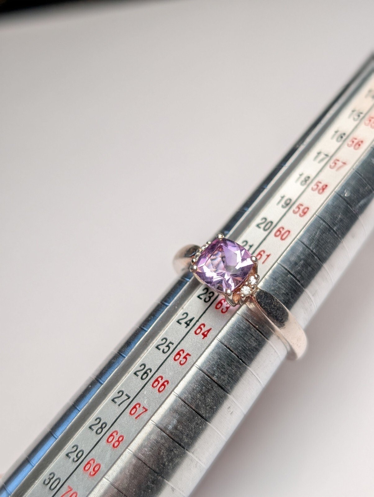 Vintage Sterling Silver Purple Amethyst Ring | Size T 1/1 - U| 925 Silver - Image 9
