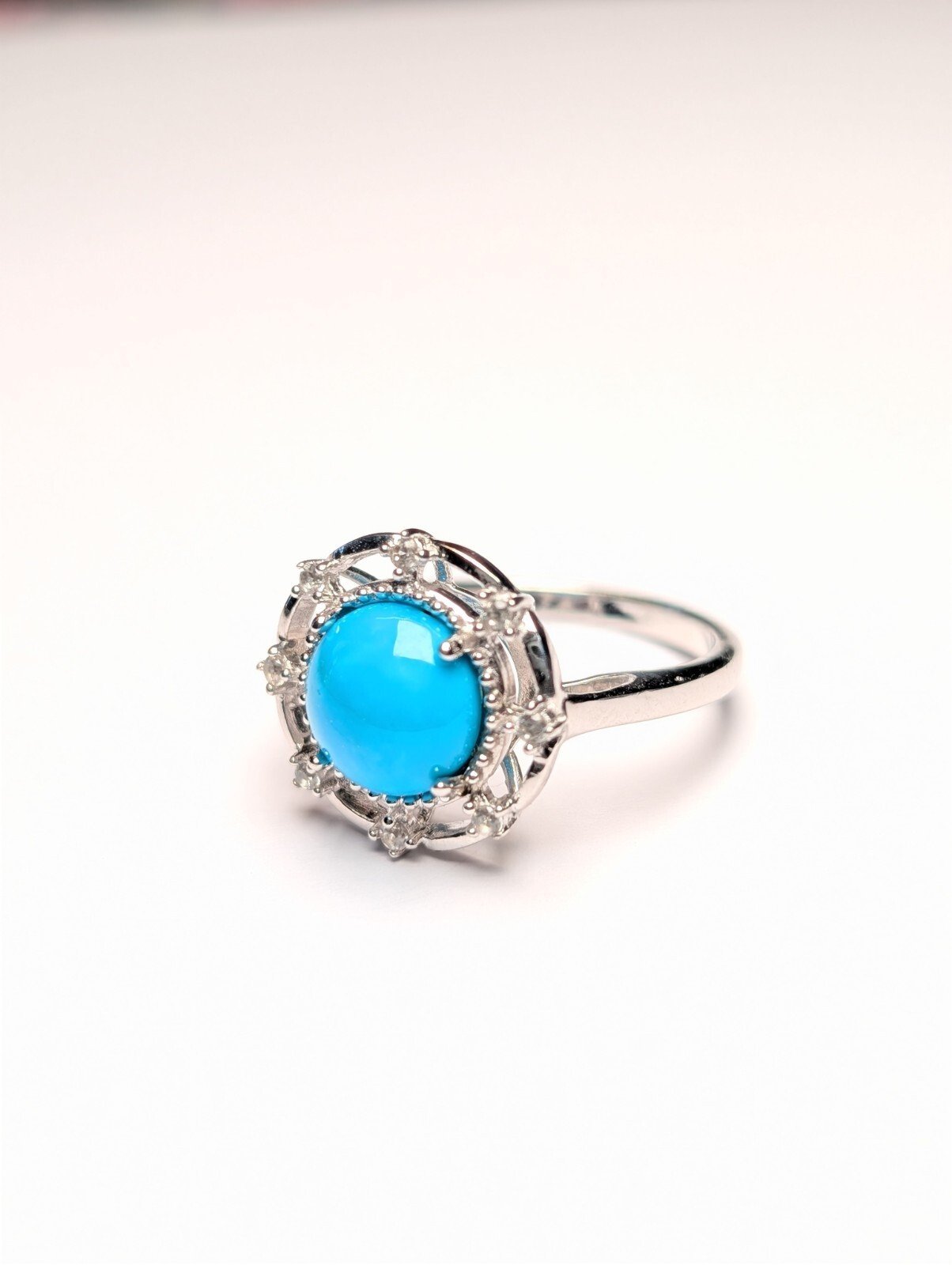 Vintage Sterling Silver Blue Turquoise Ring | Size Q | 925 Silver