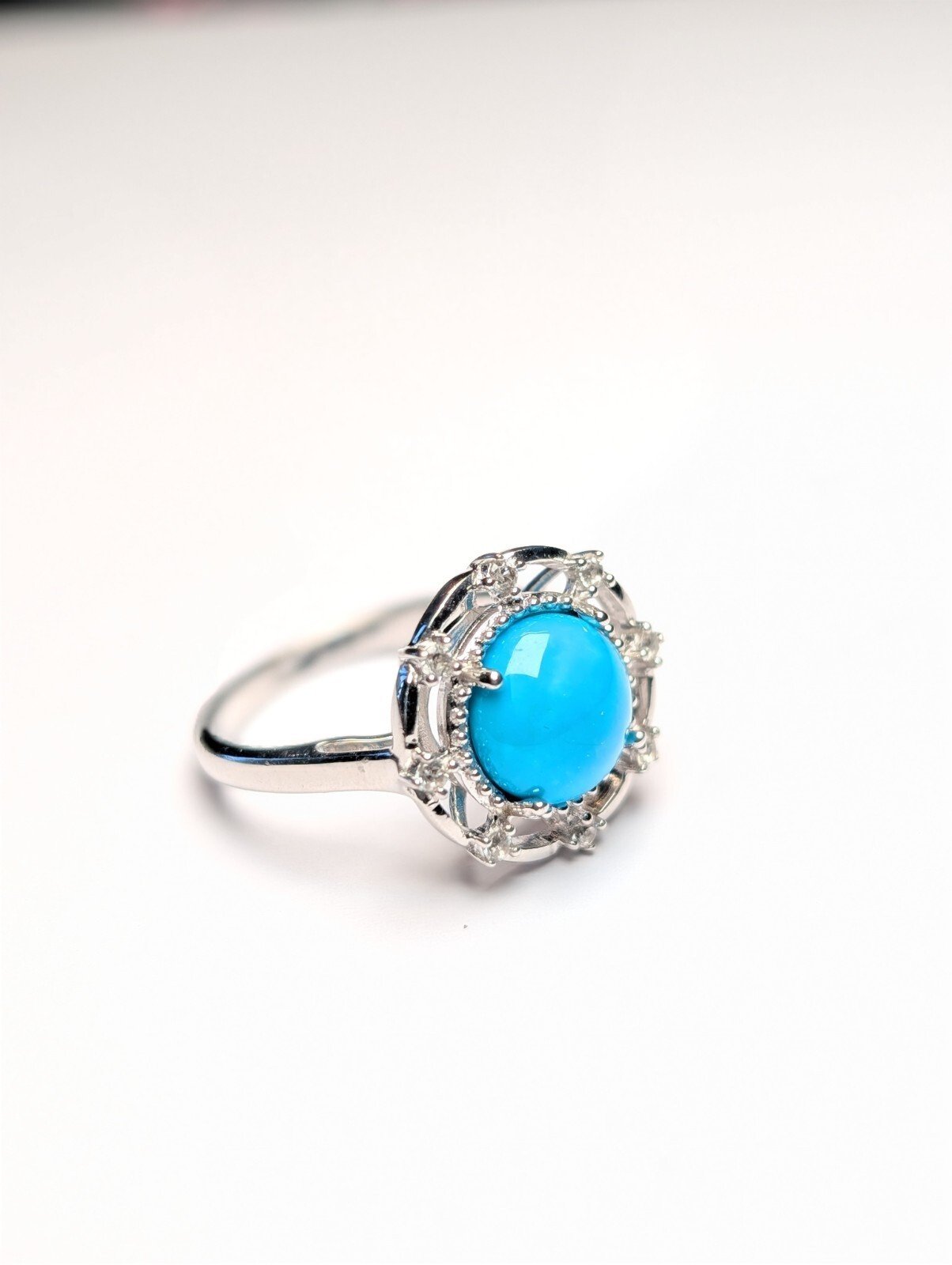 Vintage Sterling Silver Blue Turquoise Ring | Size Q | 925 Silver - Image 2
