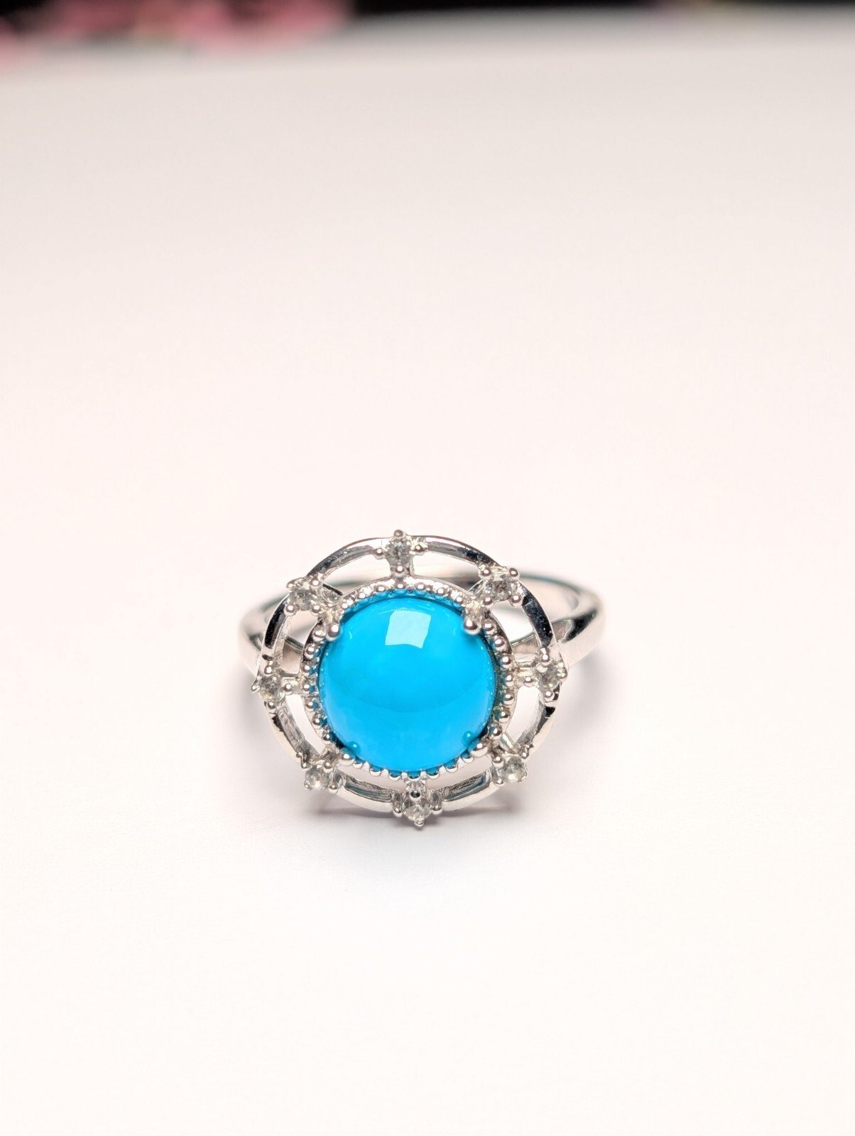 Vintage Sterling Silver Blue Turquoise Ring | Size Q | 925 Silver - Image 3