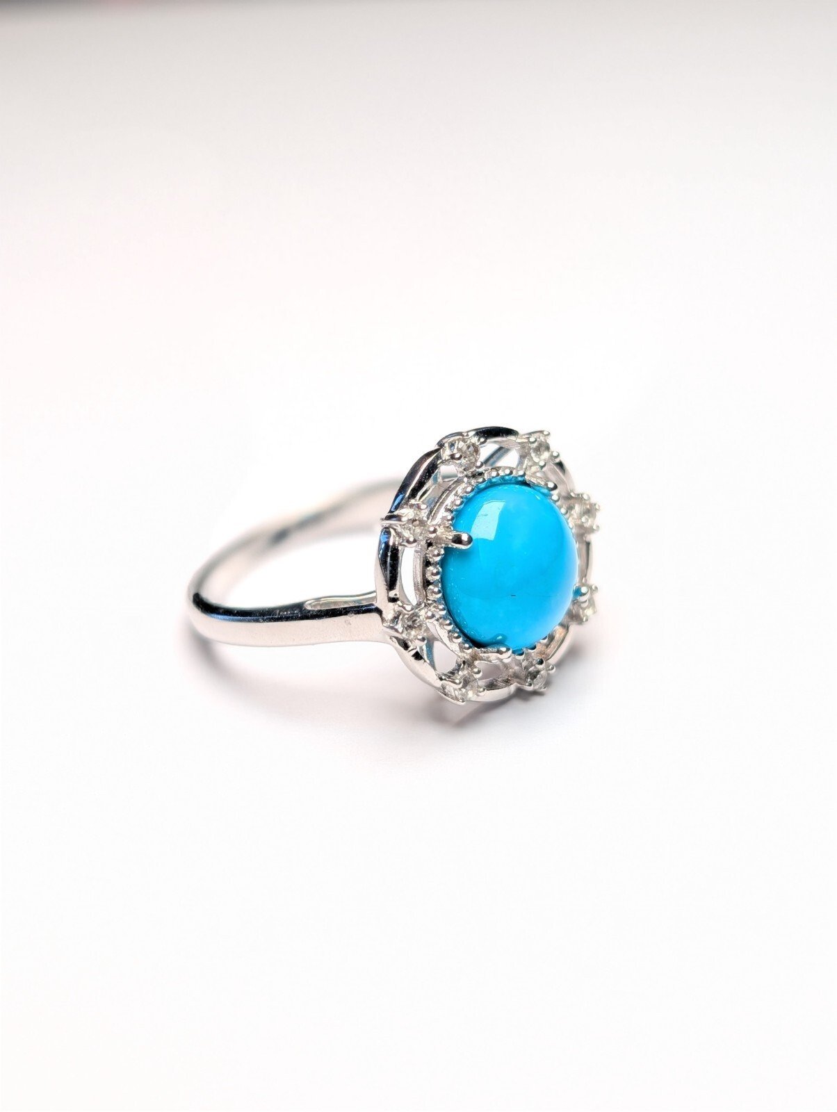 Vintage Sterling Silver Blue Turquoise Ring | Size Q | 925 Silver - Image 5