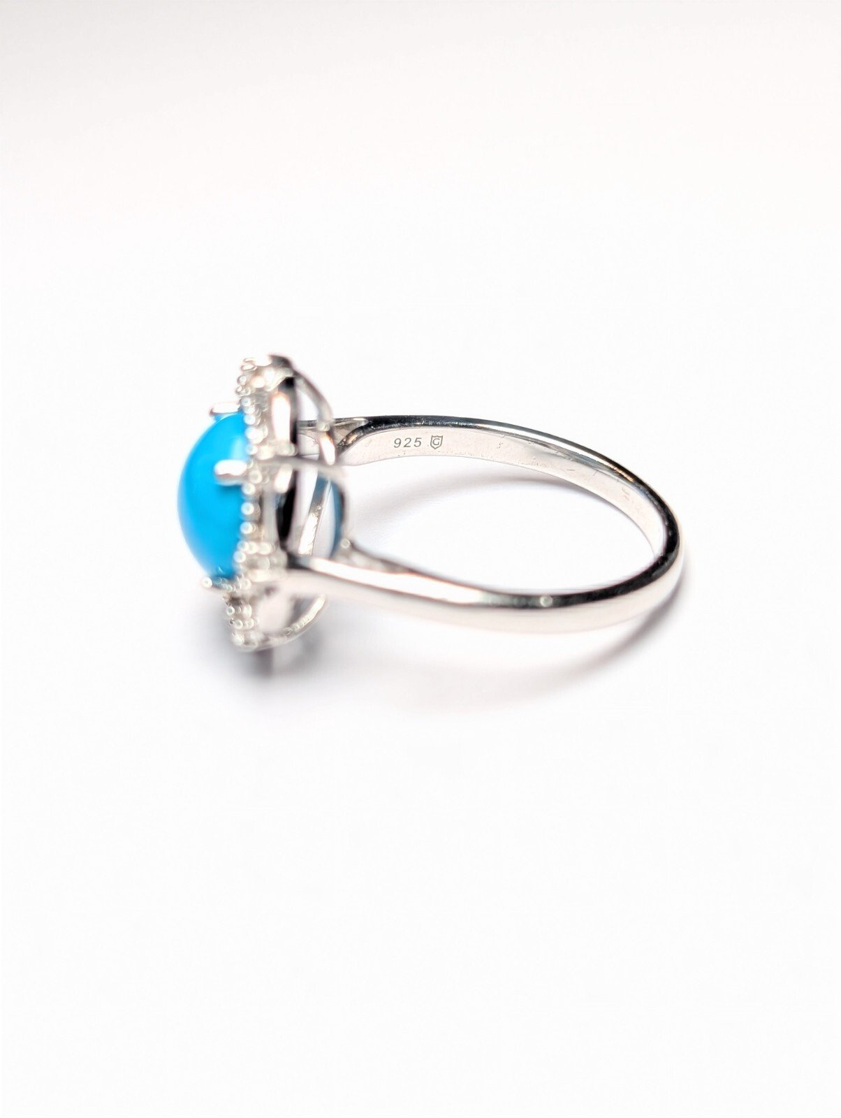 Vintage Sterling Silver Blue Turquoise Ring | Size Q | 925 Silver - Image 6