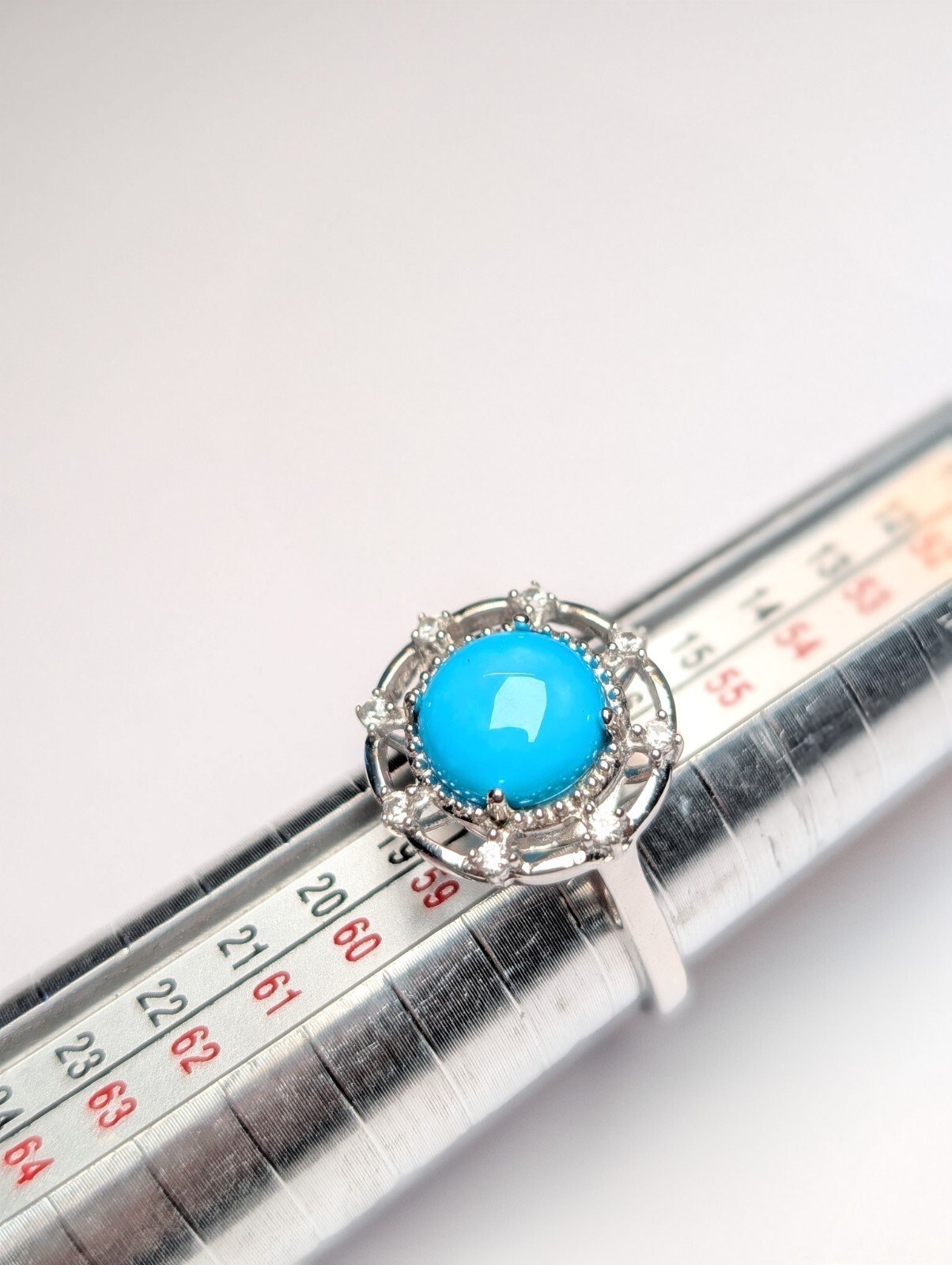 Vintage Sterling Silver Blue Turquoise Ring | Size Q | 925 Silver - Image 10