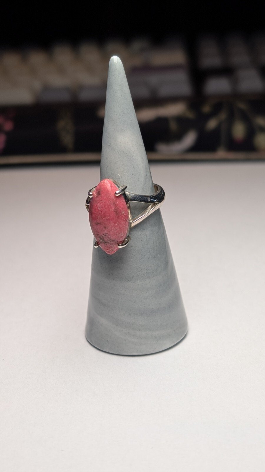 Vintage Sterling Silver Natural Rhodonite Ring | Size O | 925 TGGC - Image 3