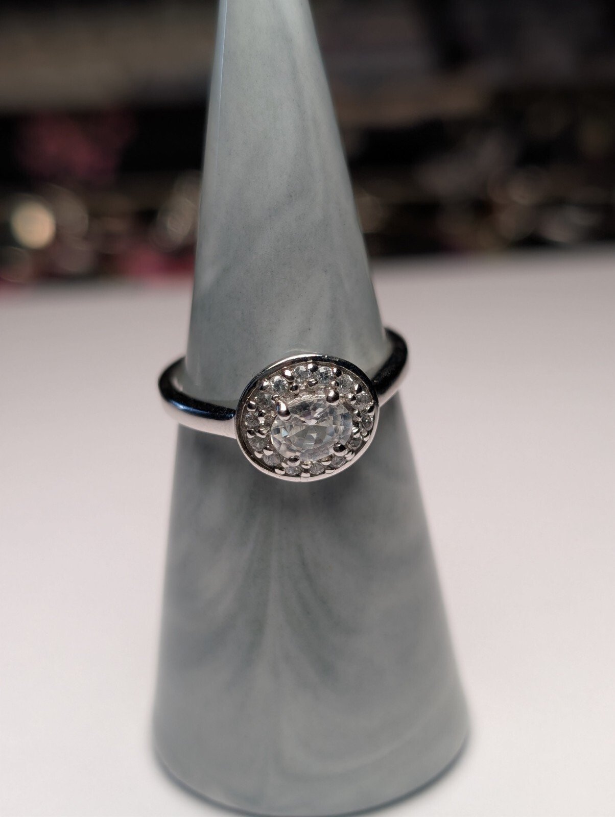 Vintage Sterling Silver Clear Gemstone Cluster Ring | Size P 1/2 - Q | 925 - Image 4