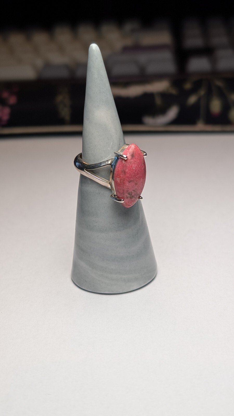 Vintage Sterling Silver Natural Rhodonite Ring | Size O | 925 TGGC - Image 4