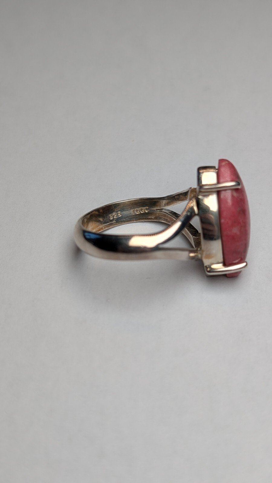 Vintage Sterling Silver Natural Rhodonite Ring | Size O | 925 TGGC - Image 5