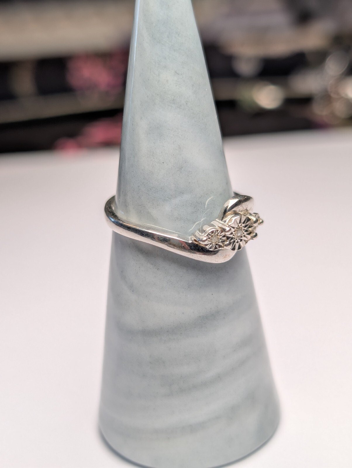Vintage Sterling Silver Clear Gemstone Ring | Size Q | 925 Silver - Image 6