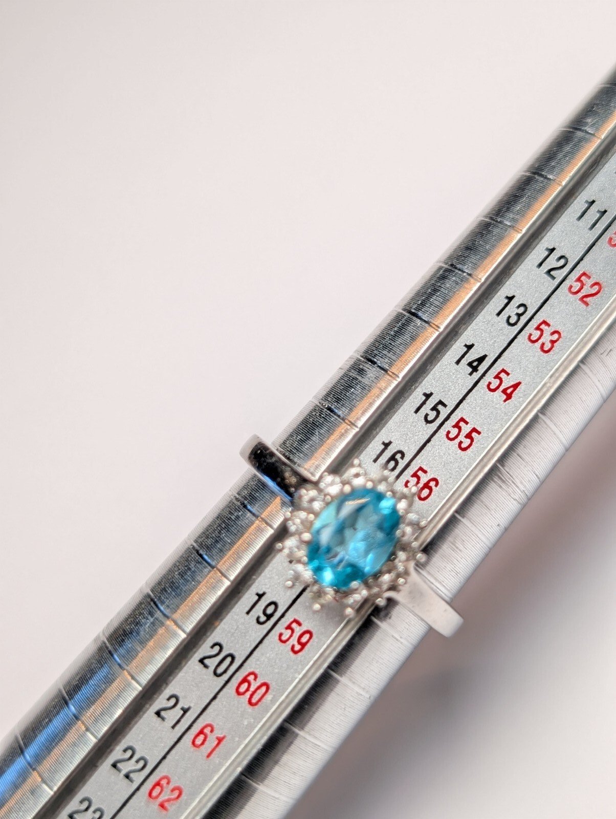 Vintage Sterling Silver Blue Aquamarine Cluster Ring | Size P 1/2 - Q | 925 - Image 8
