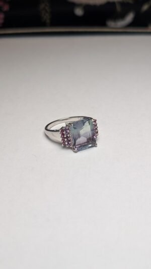 Vintage Sterling Silver Purple/Blue Fluorite Ring | Size Q | 925 Gemporia