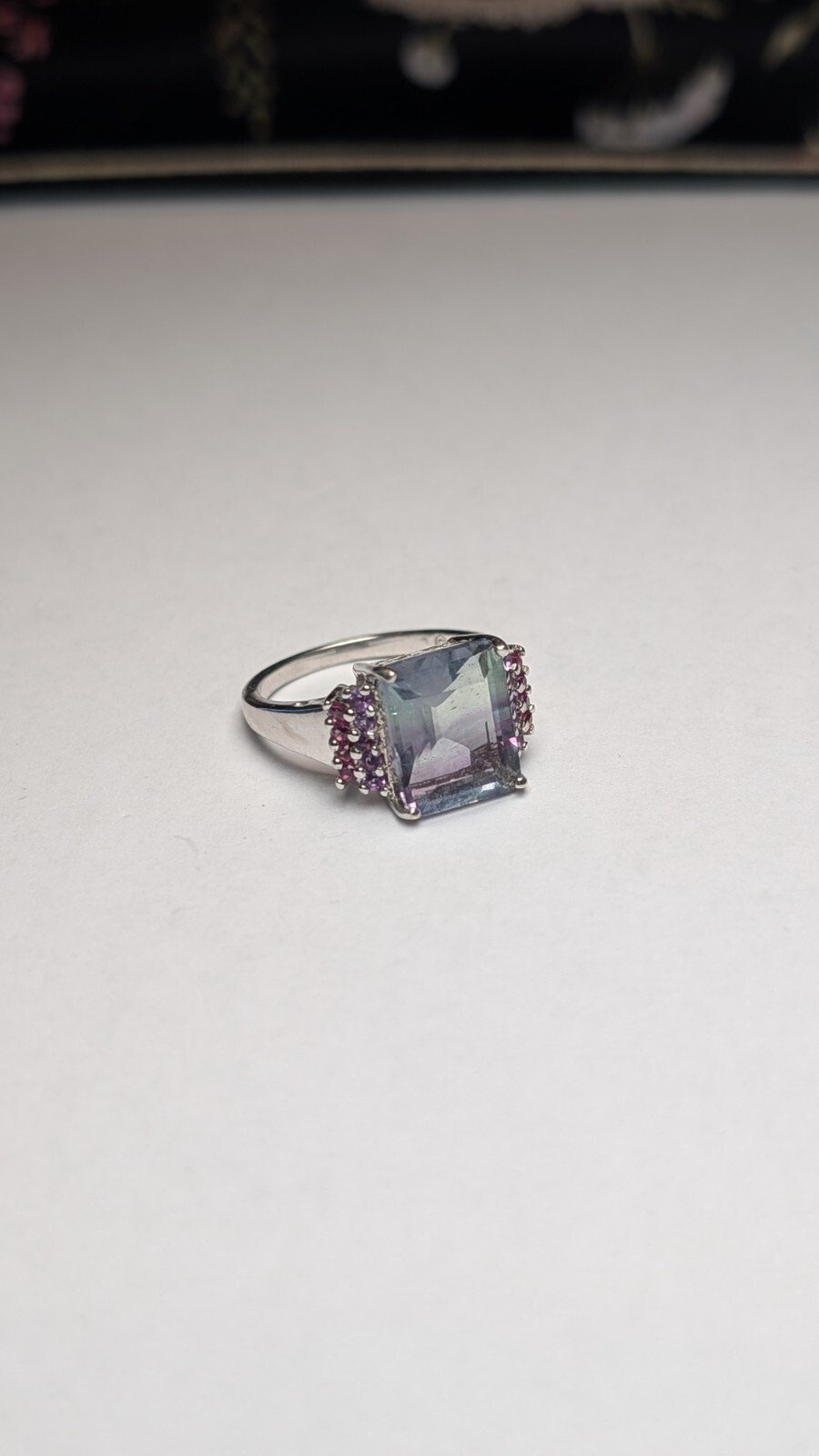 Vintage Sterling Silver Purple/Blue Fluorite Ring | Size Q | 925 Gemporia
