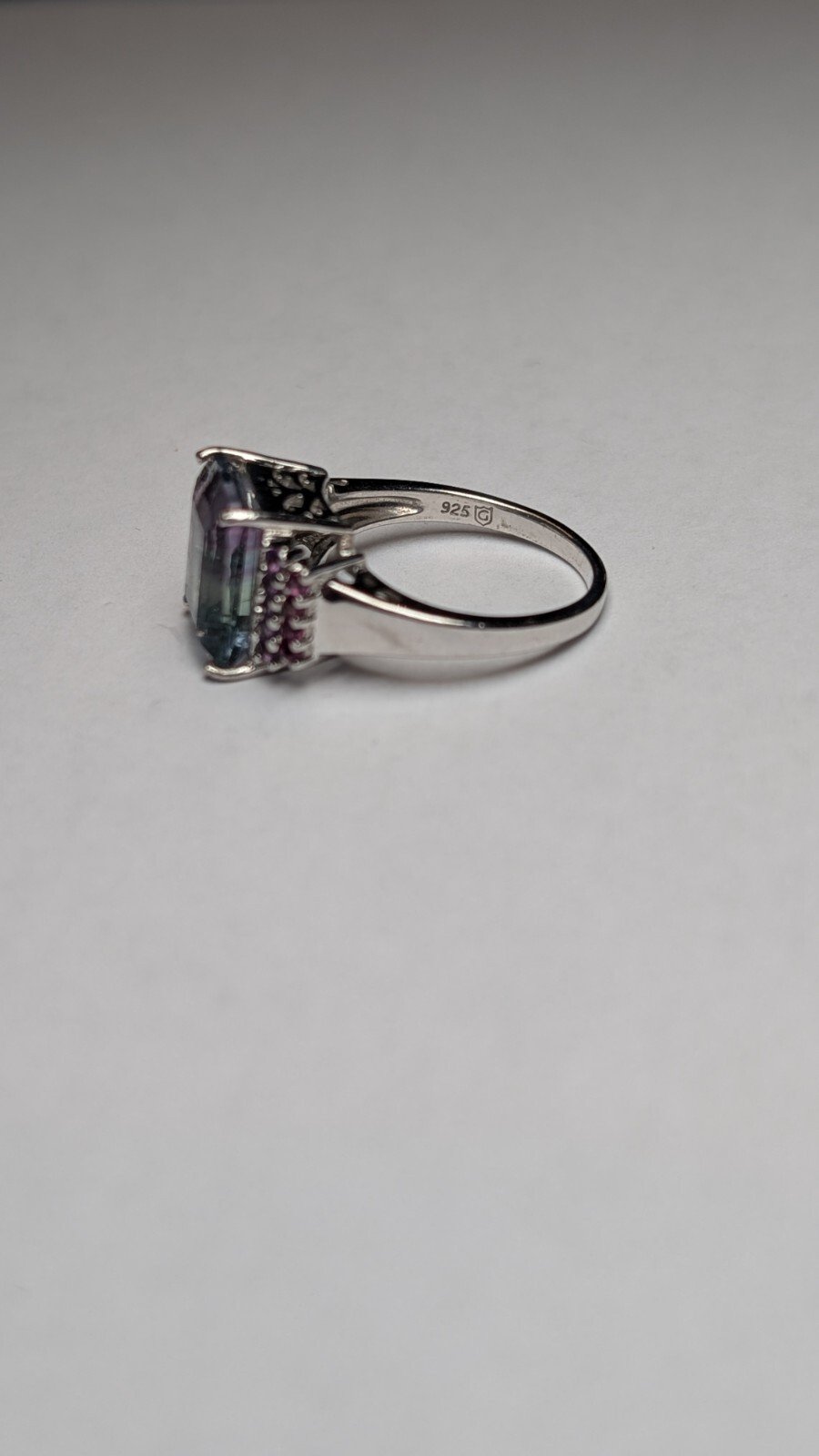 Vintage Sterling Silver Purple/Blue Fluorite Ring | Size Q | 925 Gemporia - Image 4