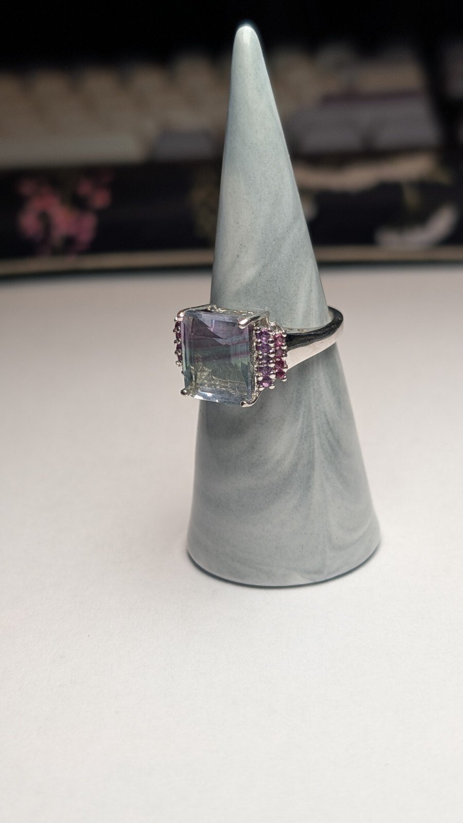 Vintage Sterling Silver Purple/Blue Fluorite Ring | Size Q | 925 Gemporia - Image 5
