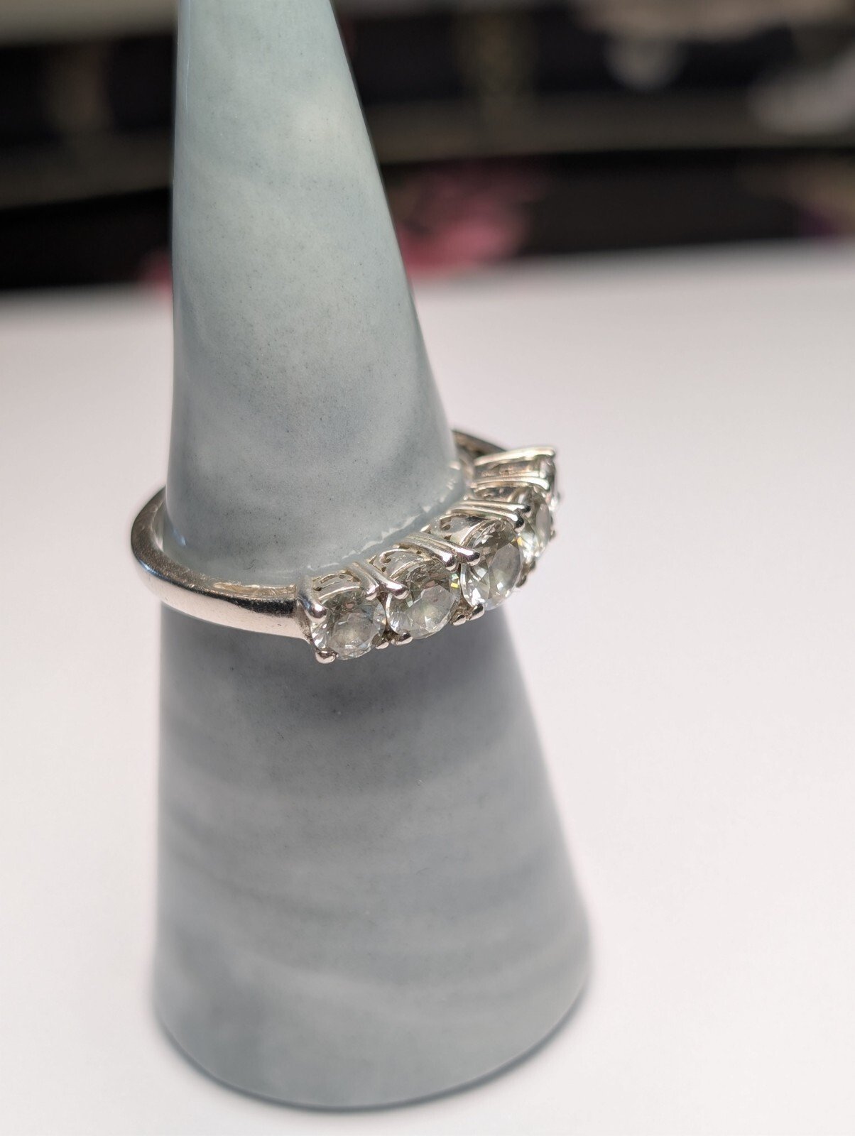 Vintage Sterling Silver Clear Gemstone Ring | Size R 1/2 | 925 Silver - Image 6