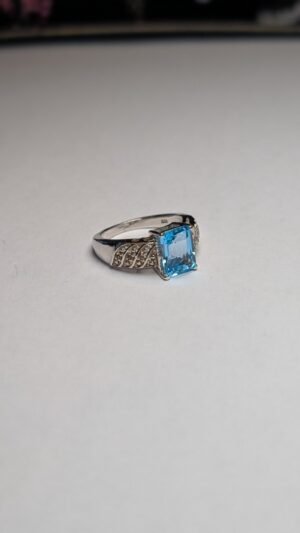 Vintage Sterling Silver Blue Topaz Ring | Size L 1/2 | 925 Silver