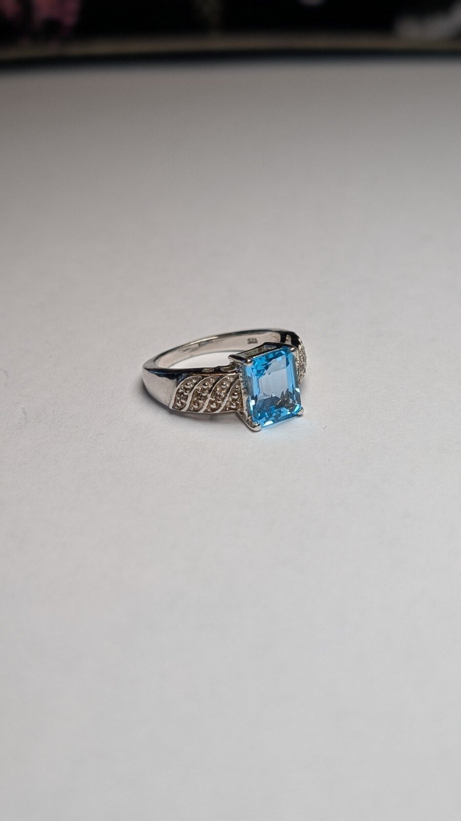 Vintage Sterling Silver Blue Topaz Ring | Size L 1/2 | 925 Silver