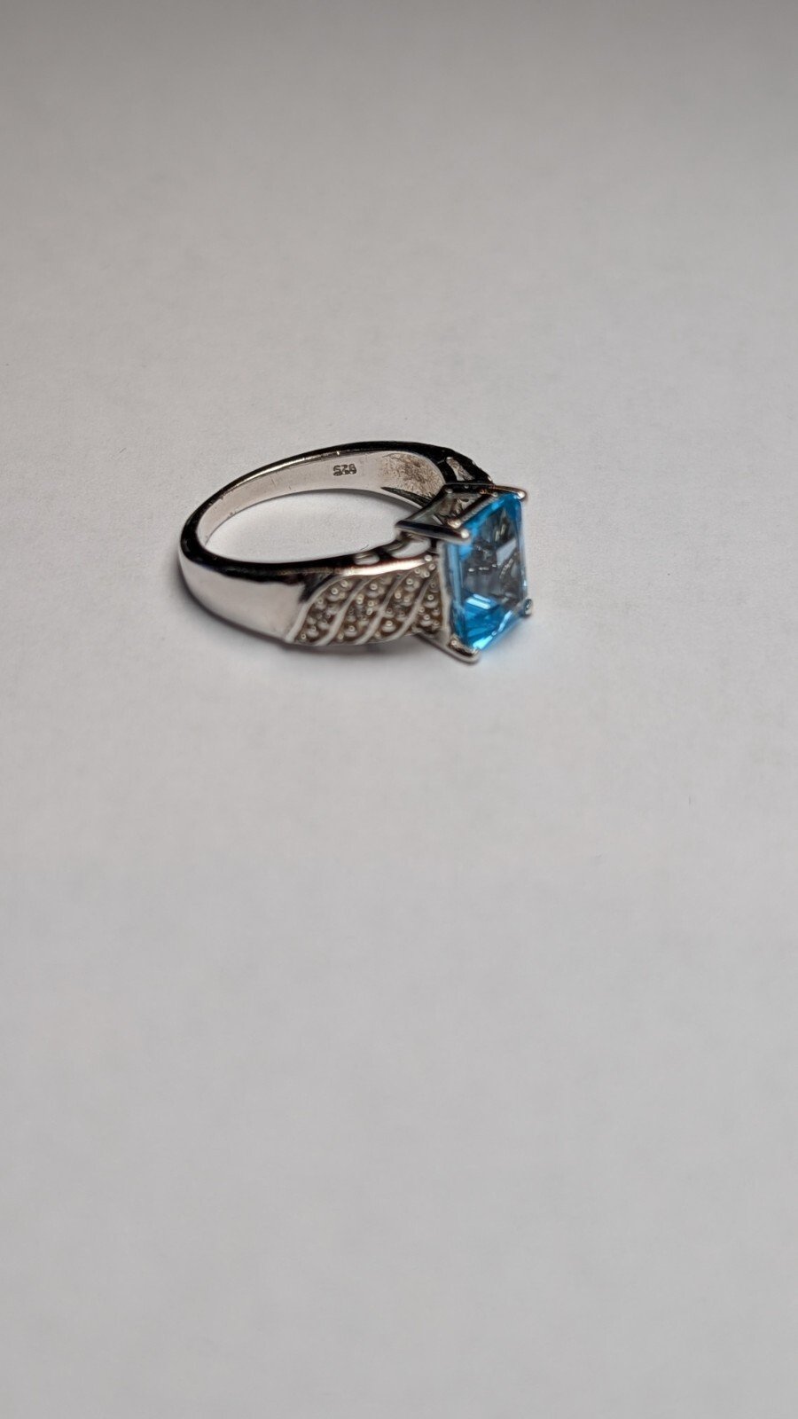 Vintage Sterling Silver Blue Topaz Ring | Size L 1/2 | 925 Silver - Image 2