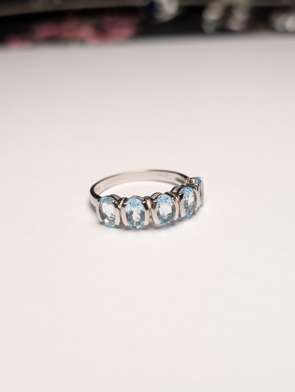 Vintage Sterling Silver Blue Gemstone Ring | Size P 1/2 | 925 Silver - Image 2