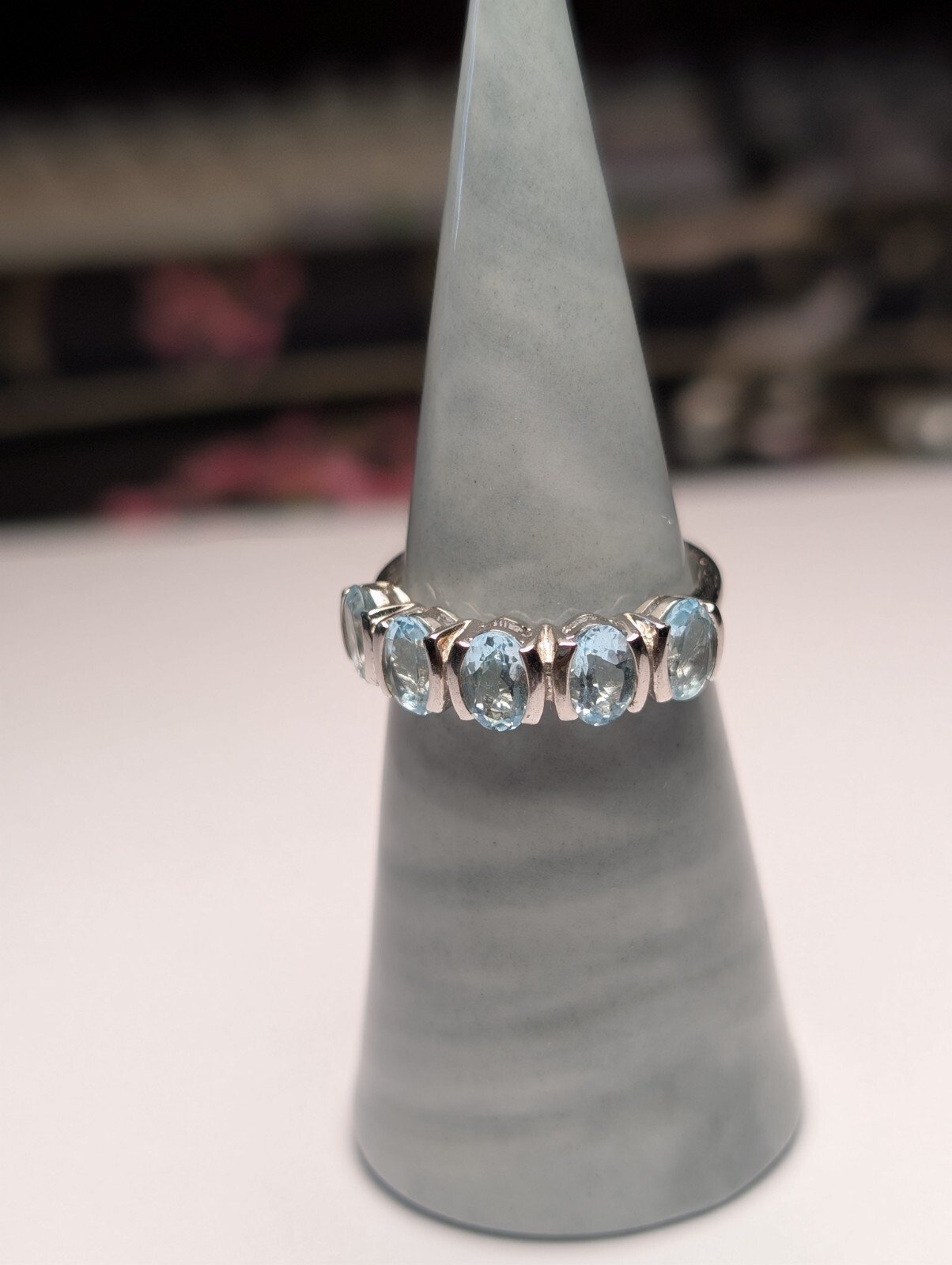 Vintage Sterling Silver Blue Gemstone Ring | Size P 1/2 | 925 Silver - Image 5
