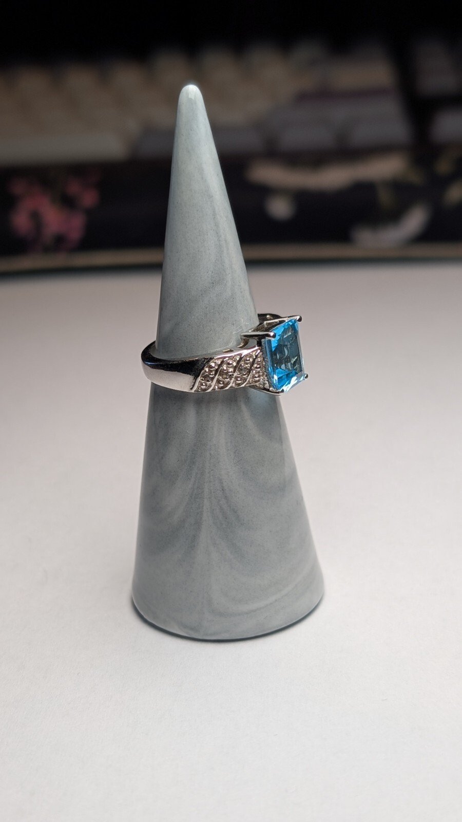 Vintage Sterling Silver Blue Topaz Ring | Size L 1/2 | 925 Silver - Image 4