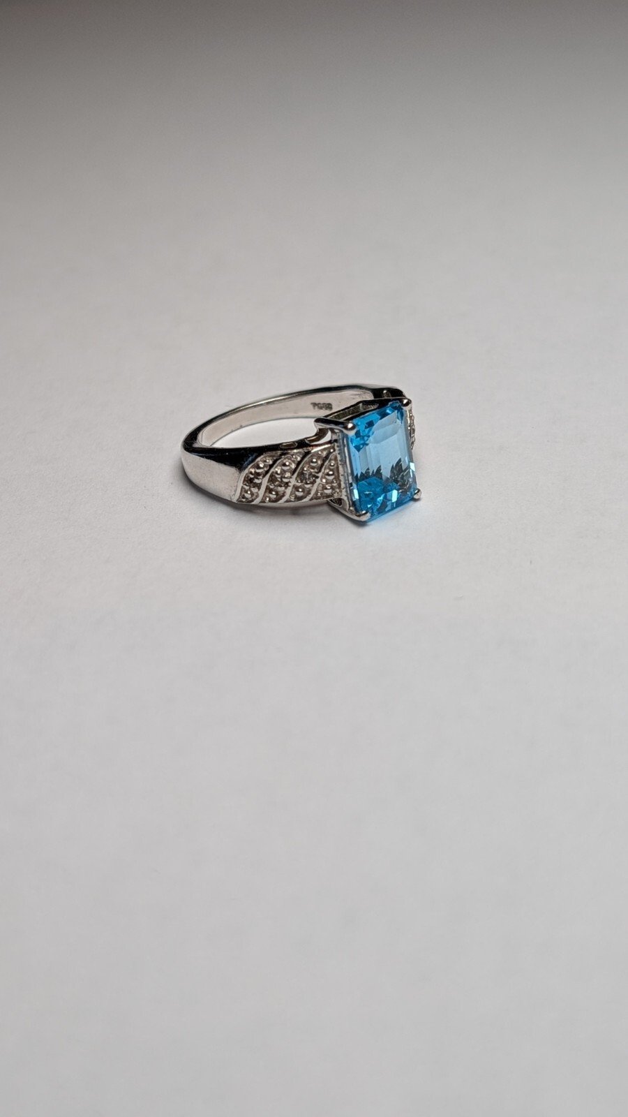 Vintage Sterling Silver Blue Topaz Ring | Size L 1/2 | 925 Silver - Image 6