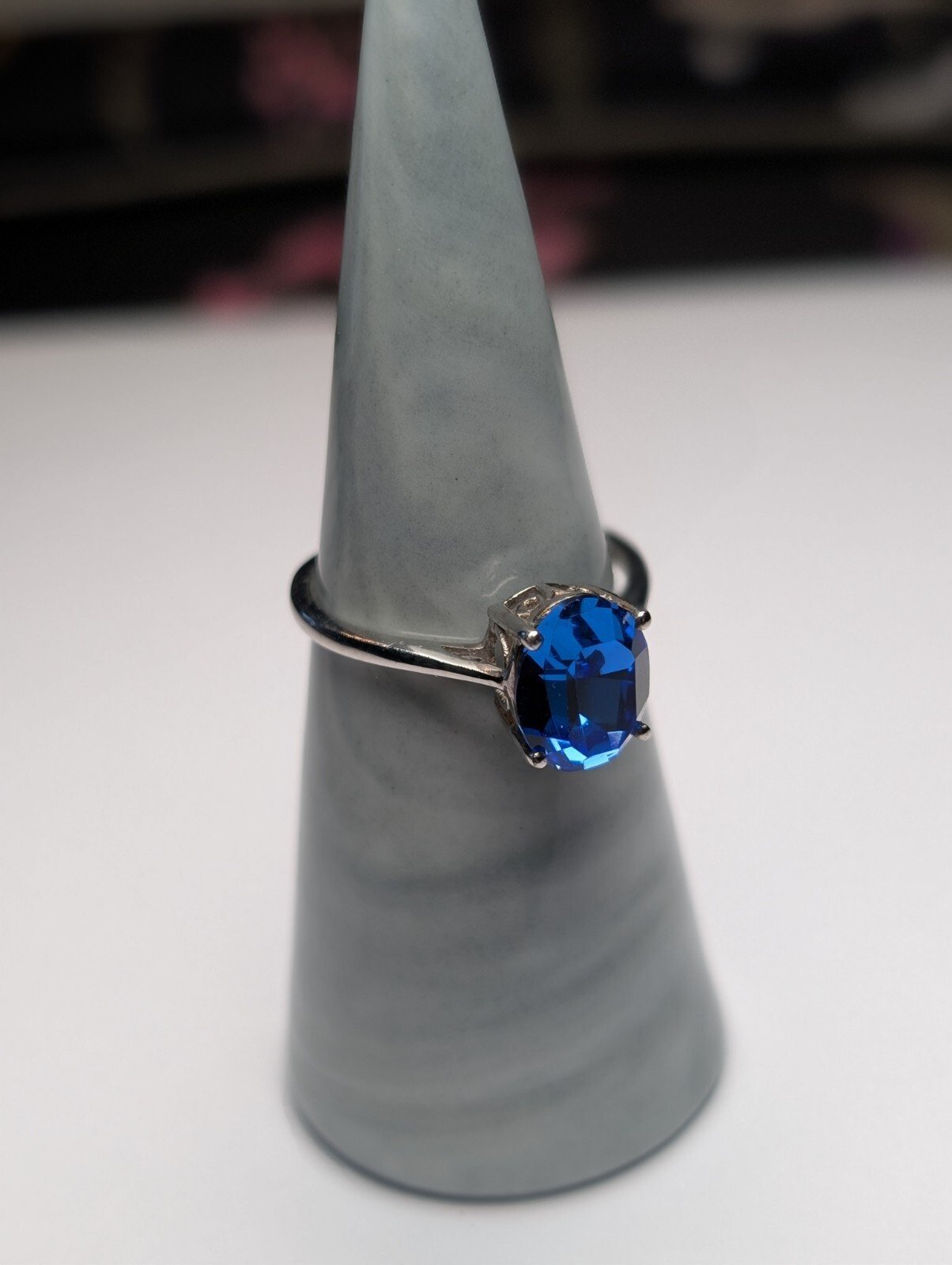 Vintage Sterling Silver Blue Gemstone Ring | Size Q 1/2 | 925 Silver - Image 4