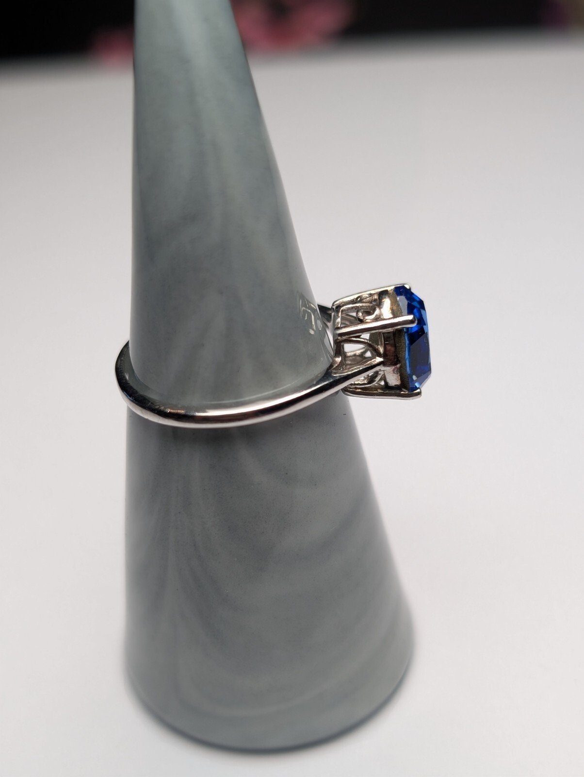 Vintage Sterling Silver Blue Gemstone Ring | Size Q 1/2 | 925 Silver - Image 5