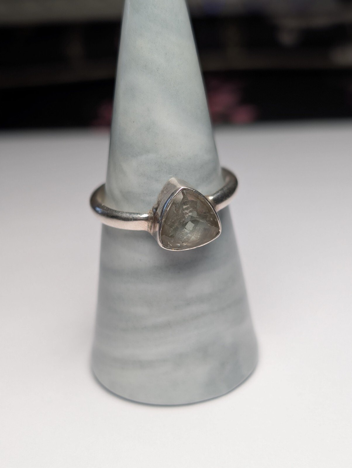 Vintage Sterling Silver Clear Gemstone Ring | Size W | 925 TGGC - Image 3