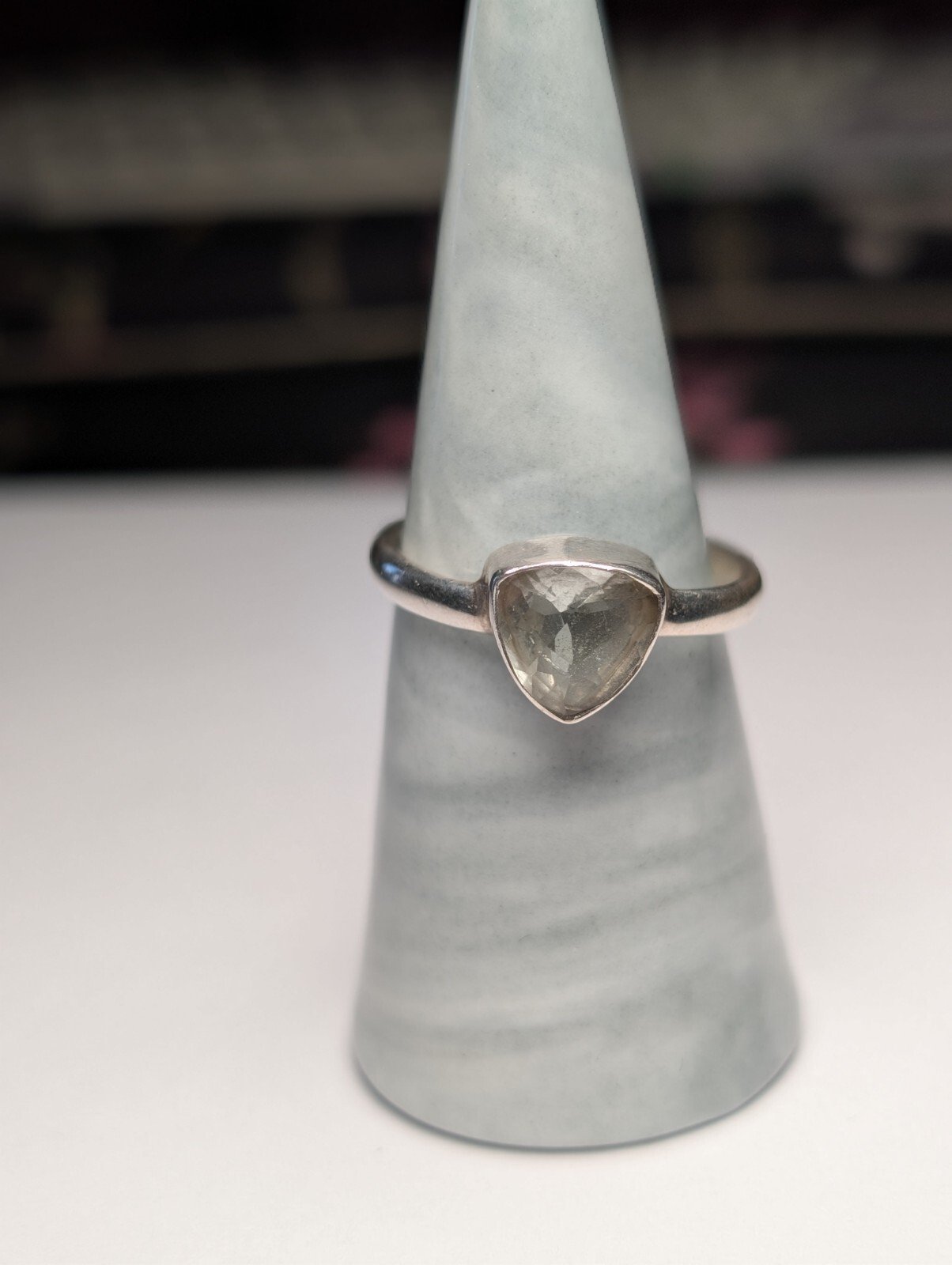 Vintage Sterling Silver Clear Gemstone Ring | Size W | 925 TGGC - Image 6