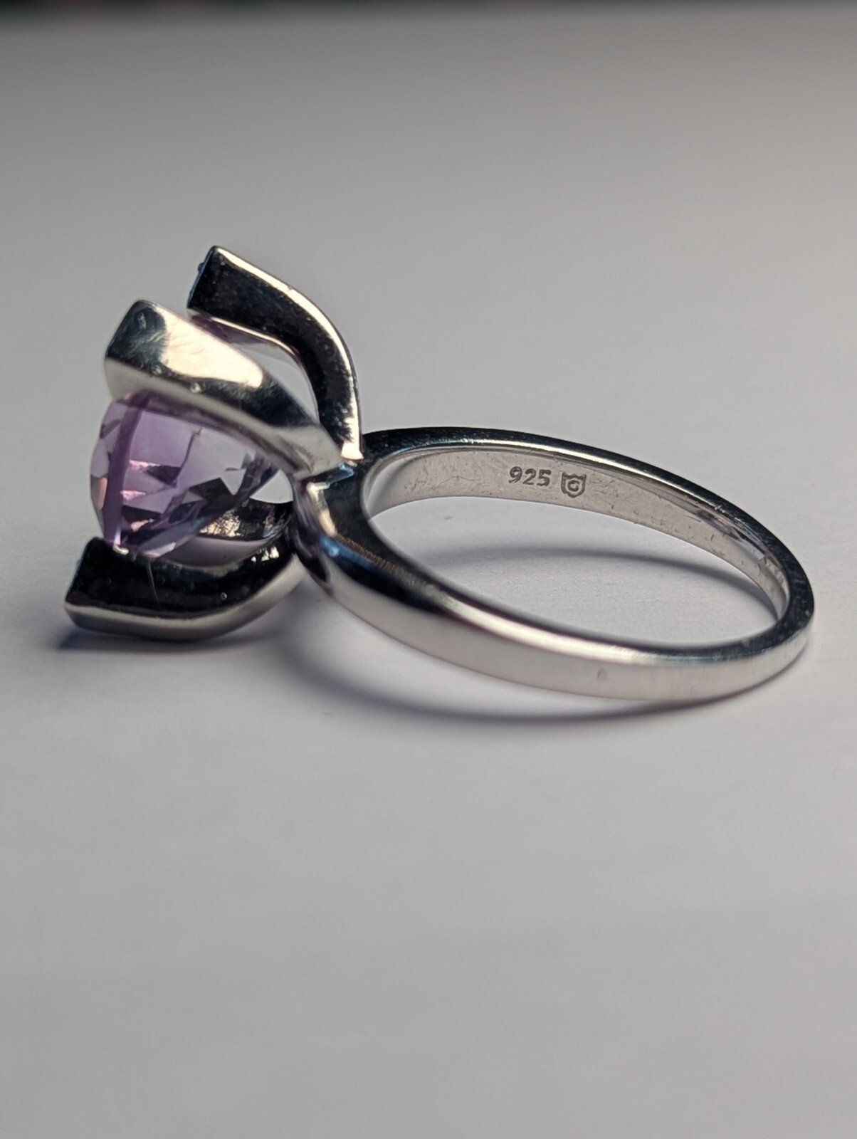 Vintage Sterling Silver Chunky Amethyst Ring | Size O | 925 Silver - Image 5