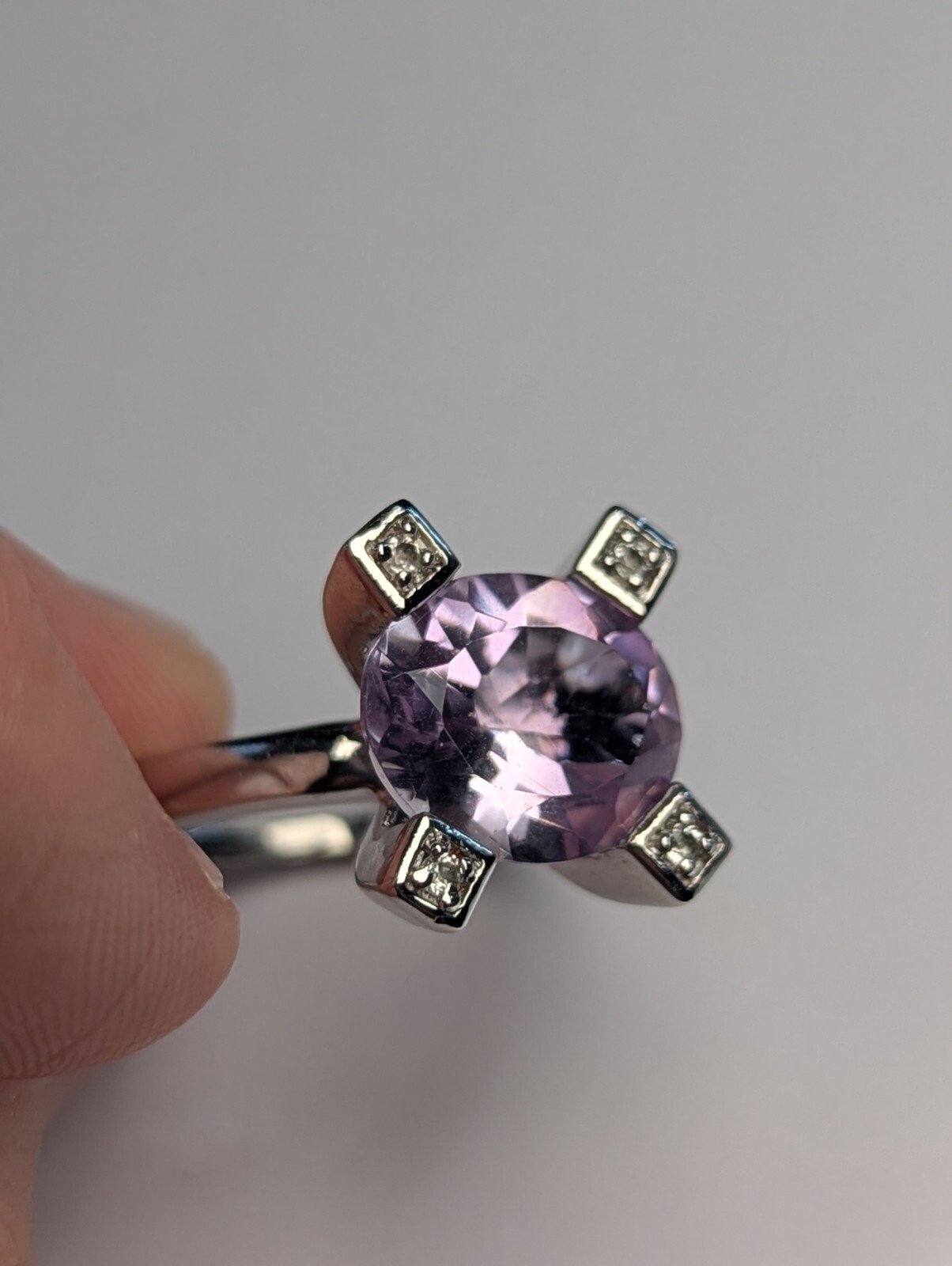 Vintage Sterling Silver Chunky Amethyst Ring | Size O | 925 Silver - Image 8