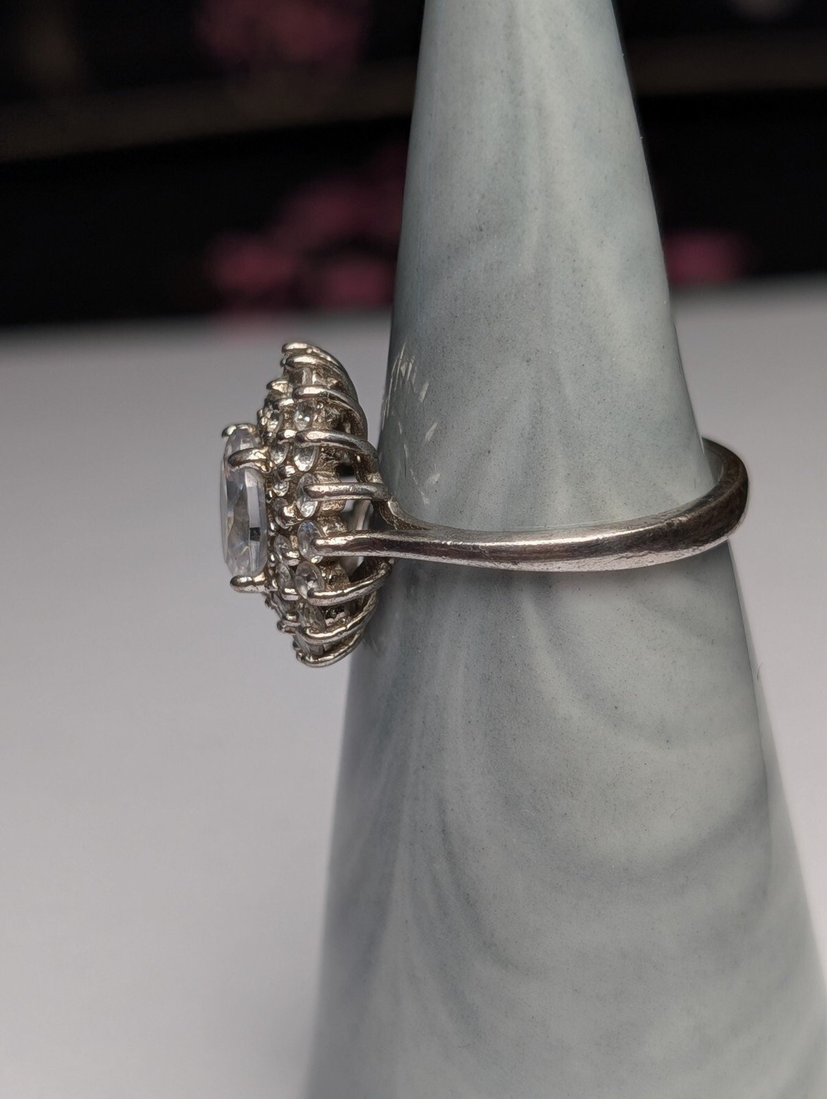 Vintage Sterling Silver Clear Gemstone Cluster Ring | Size P | 925 Silver - Image 6
