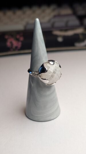Vintage Sterling Silver White Selenite Ring | Size O | 925 Silver
