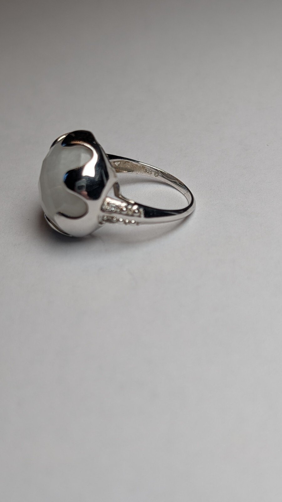 Vintage Sterling Silver White Selenite Ring | Size O | 925 Silver - Image 3