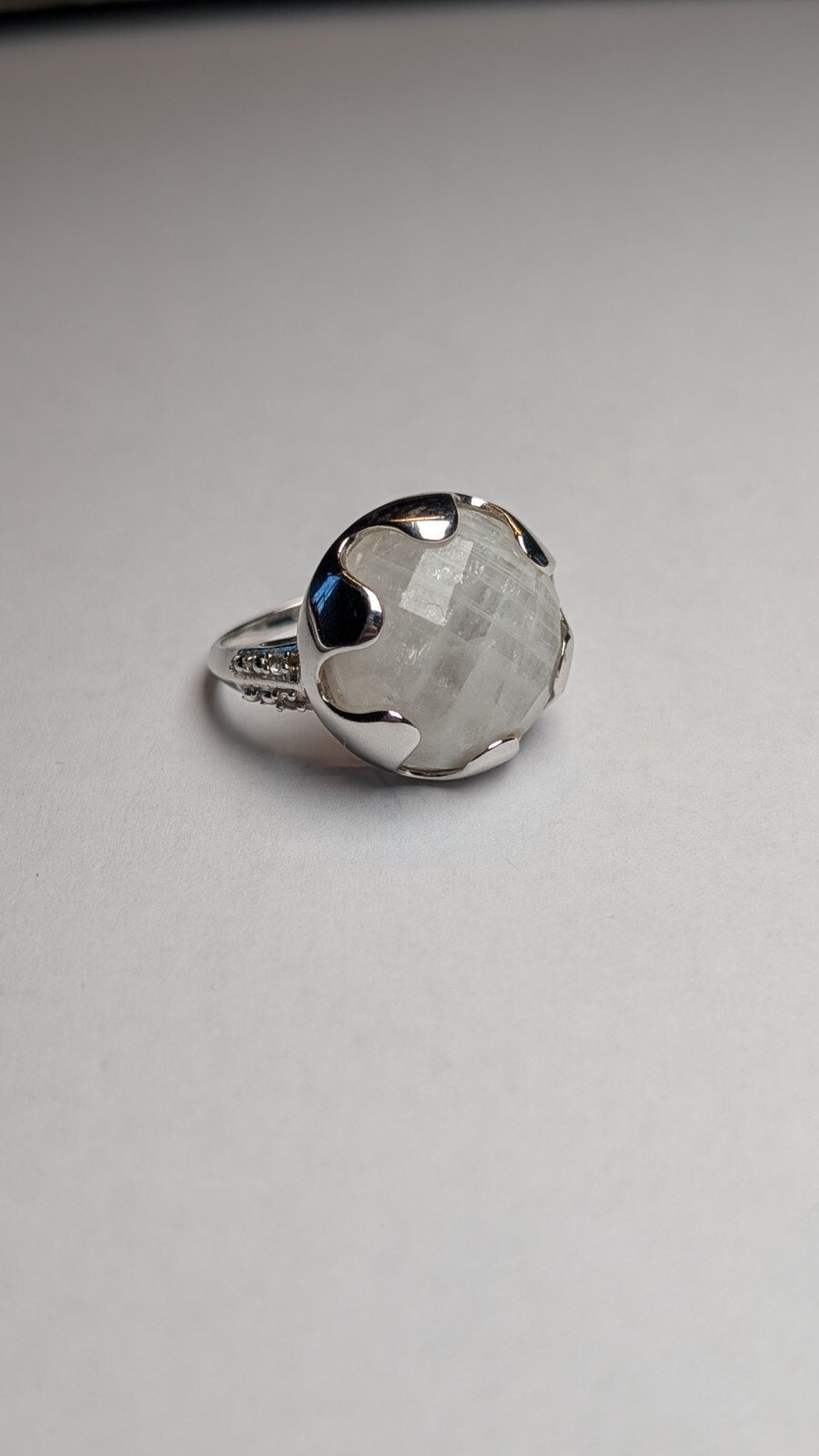Vintage Sterling Silver White Selenite Ring | Size O | 925 Silver - Image 4