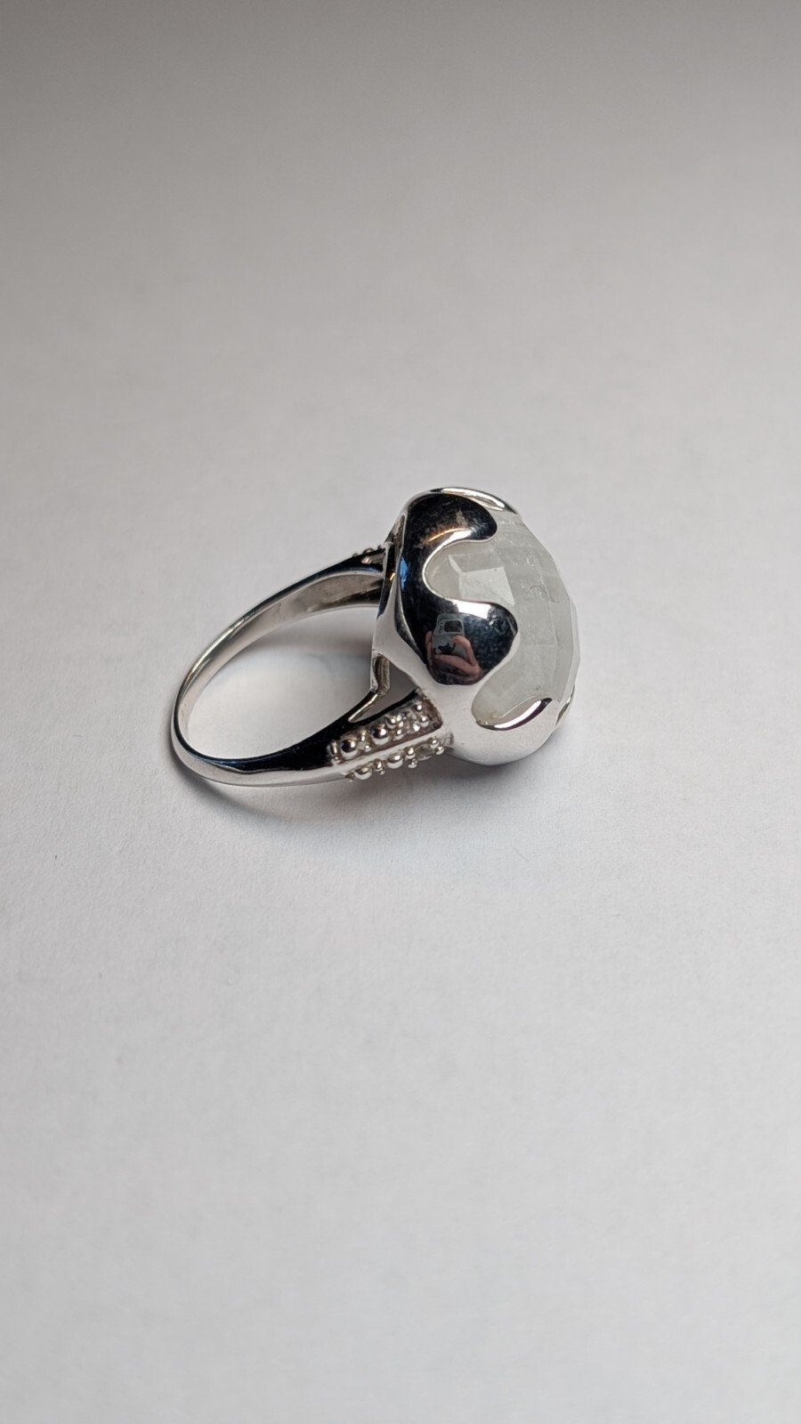 Vintage Sterling Silver White Selenite Ring | Size O | 925 Silver - Image 5