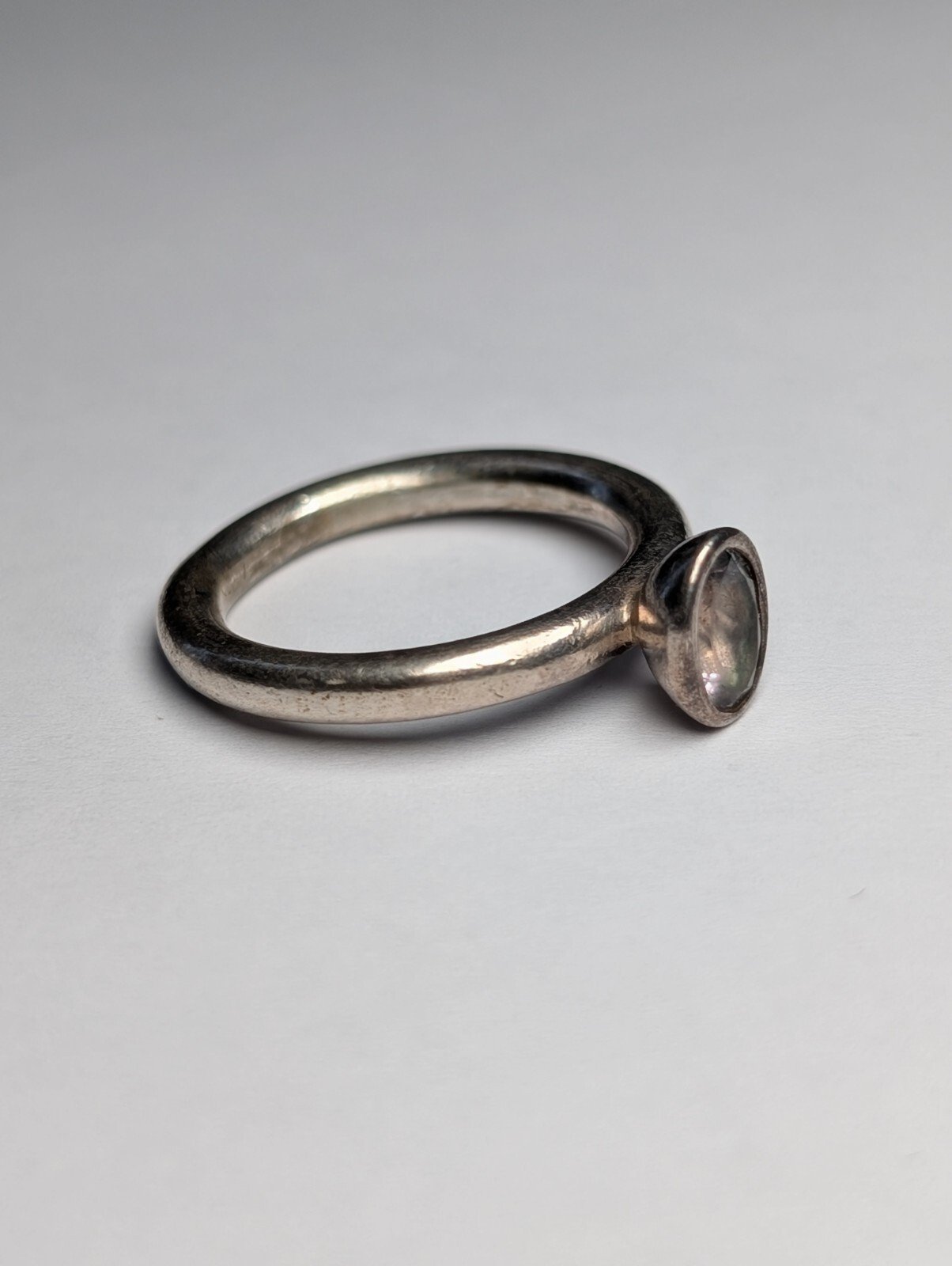 Vintage Sterling Silver Clear Gemstone Band Ring | Size O | 925 Silver - Image 5